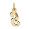 14K Yellow Gold Small Script Initial Letter S Charm Jewerly 17mm x 8mm